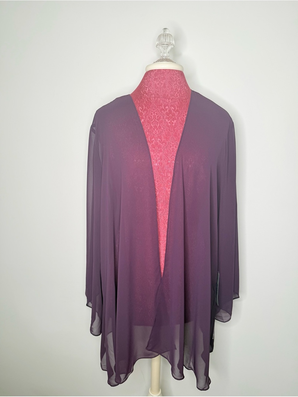 Catherines Sheer Open-Front Poncho in Plum